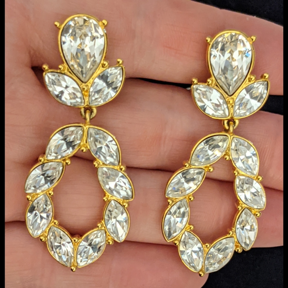 Monet Clip On Rhinestone Earrings - Picture 2 of 6